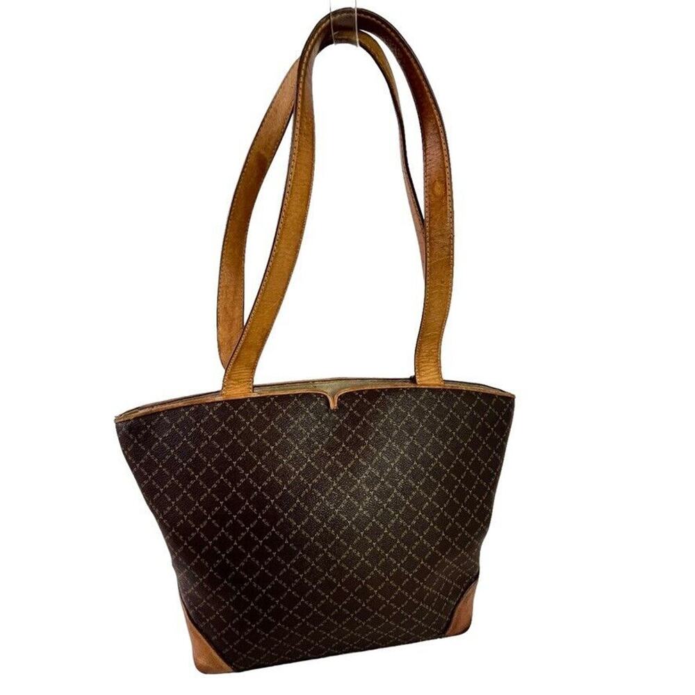 La Tour Eiffel Paris 1887 Monogram Brown Leather Shoulder Bag Purse Handbag Tote